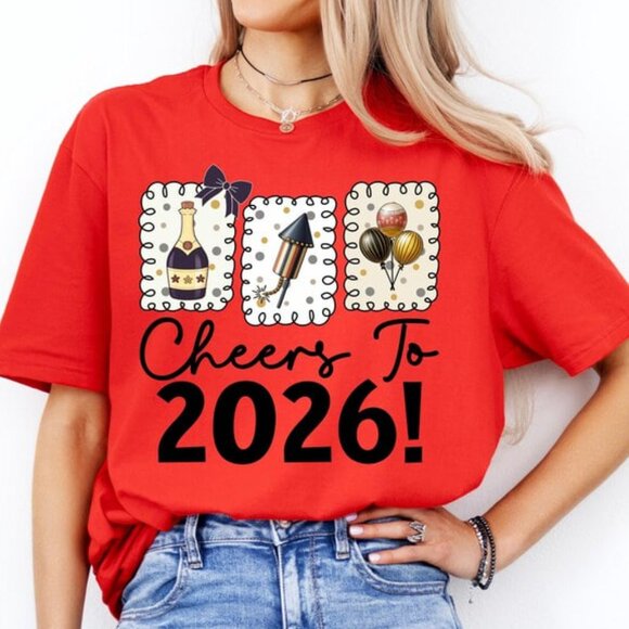 Tops - Cheers To 2026 Shirt, New Year Eve Graphic Tee, New Year Shirt